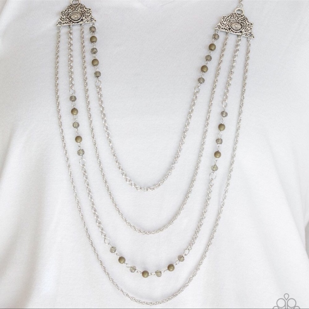 Silver Multi-Strand Beaded Necklace - Women Jewelry